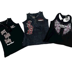 New Black Suck Bang Blow T-shirts Tanks (3) XS S Graphic Rhinestone Bikers‎ week